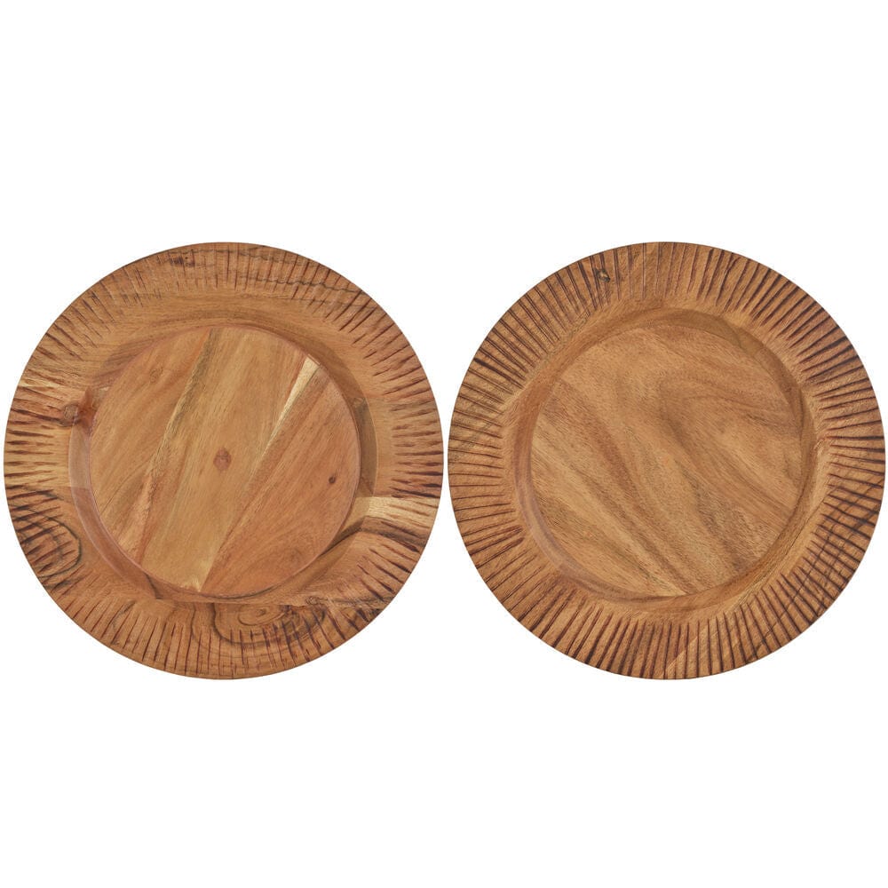 Caleb Acacia Wood Set of 2 Chargers