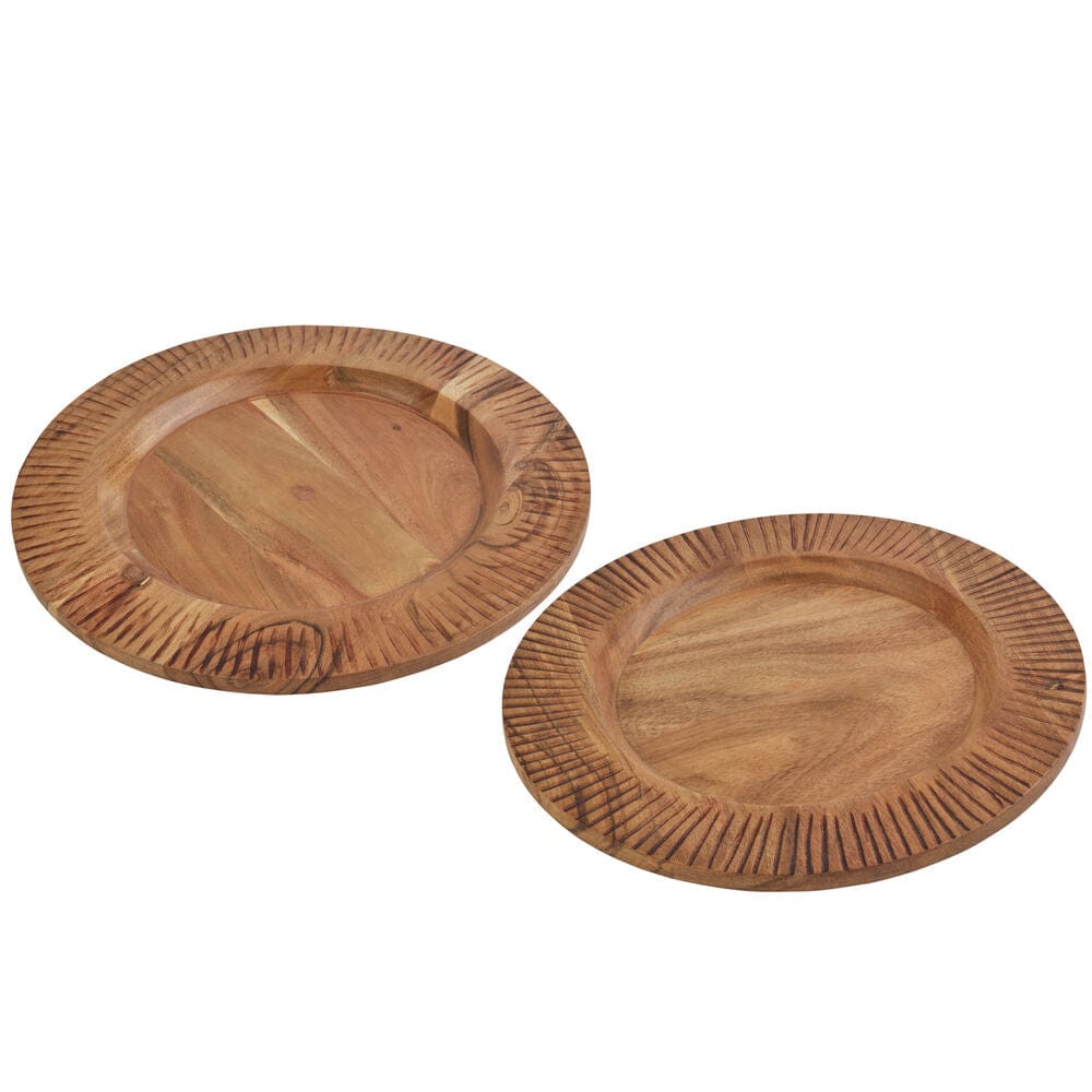 Caleb Acacia Wood Set of 2 Chargers