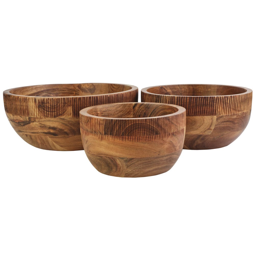 Caleb Acacia Wood Set of 3 Serve Bowls