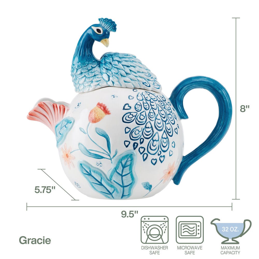 Gracie Peacock Teapot