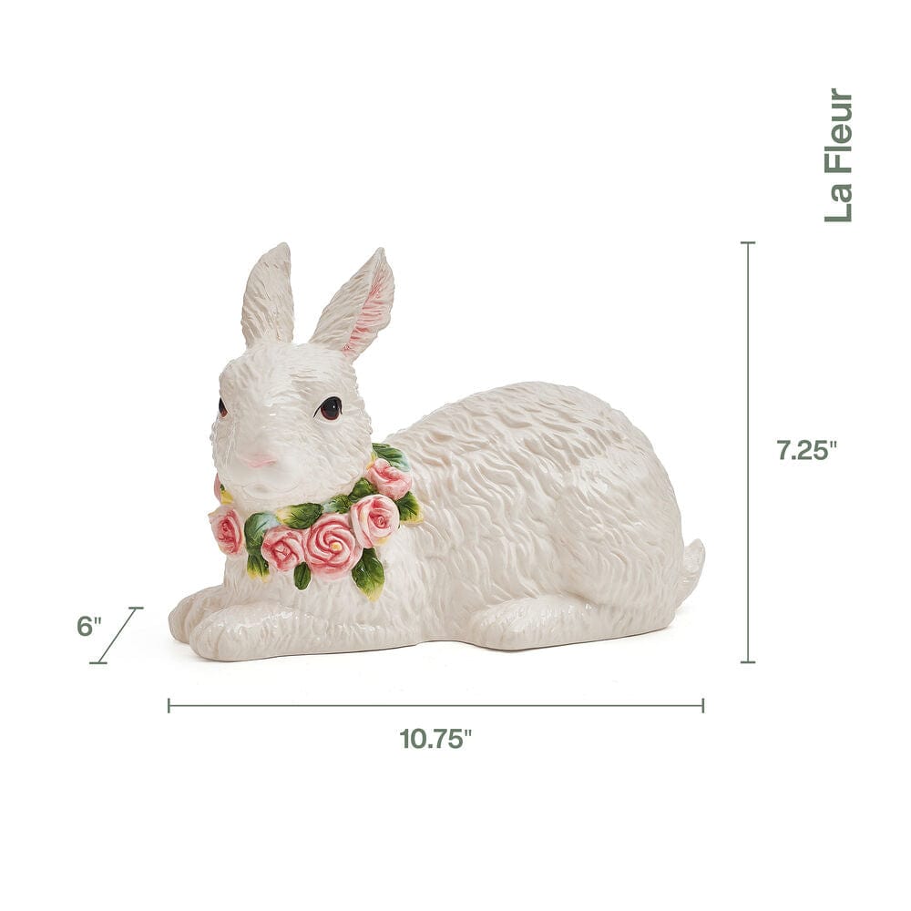 La Fleur Rabbit Figurine, Resting, 10.75 IN