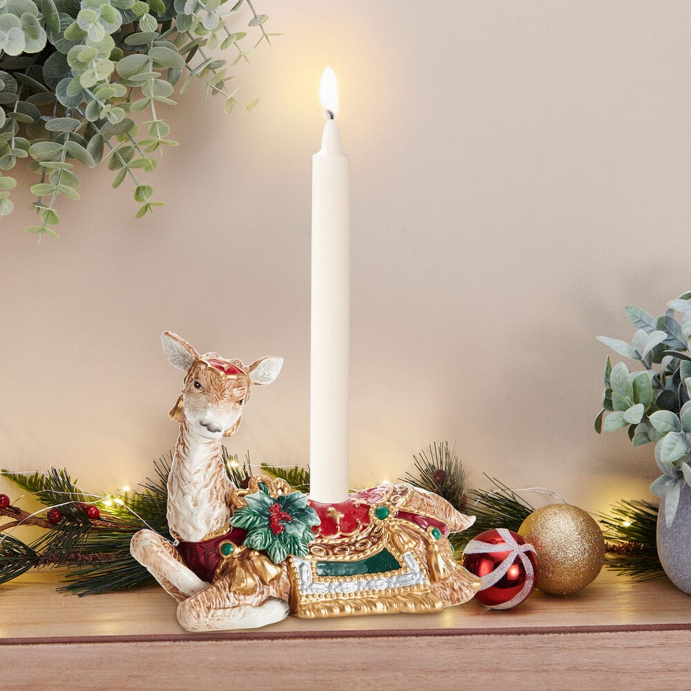 Noel Holiday Resting Deer Candle Holder