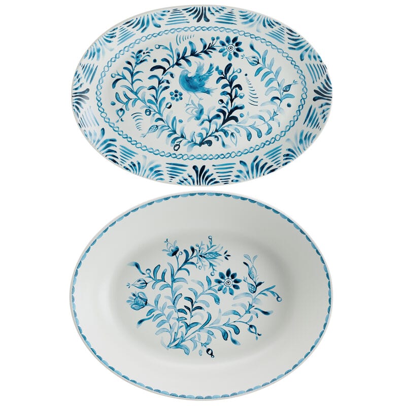 Sicily Blue Serving Bowl and Platter Set