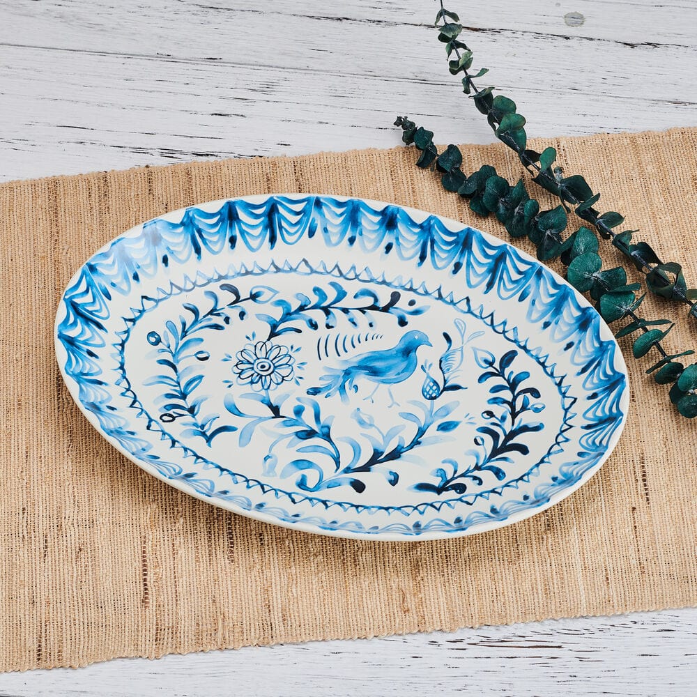 Sicily Blue Oval Serving Platter