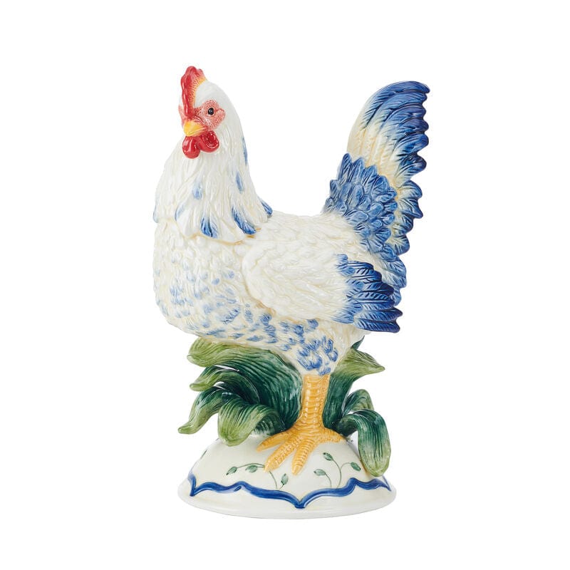 Sicily Blue Rooster and Hen Figurine Set