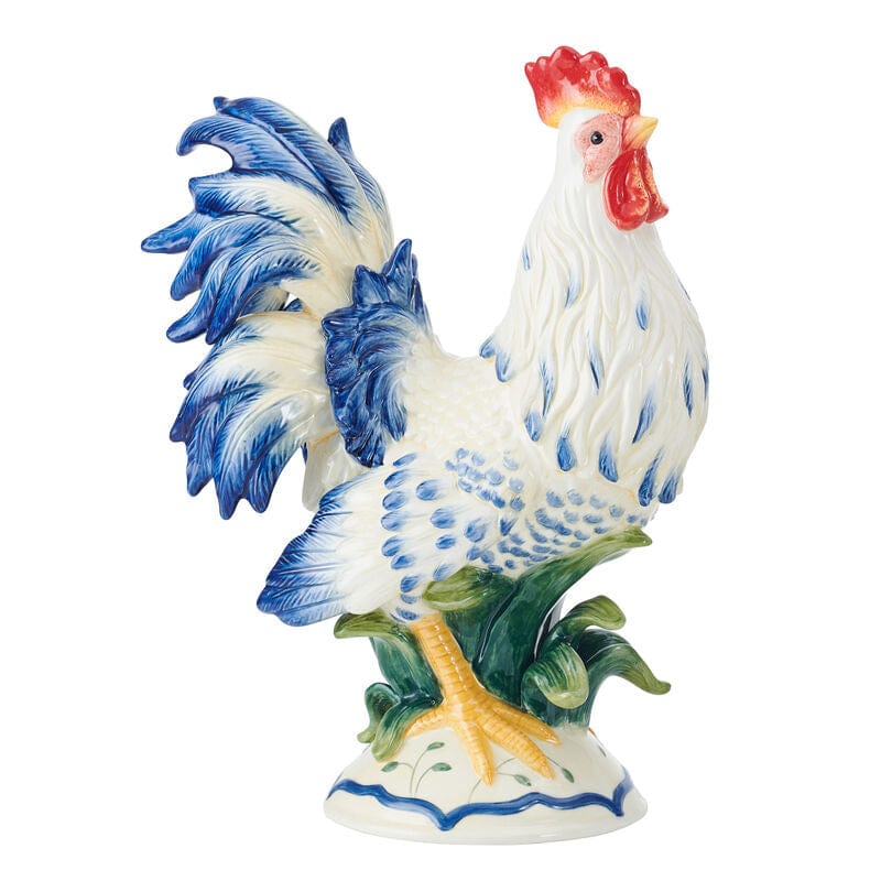 Sicily Blue Rooster and Hen Figurine Set