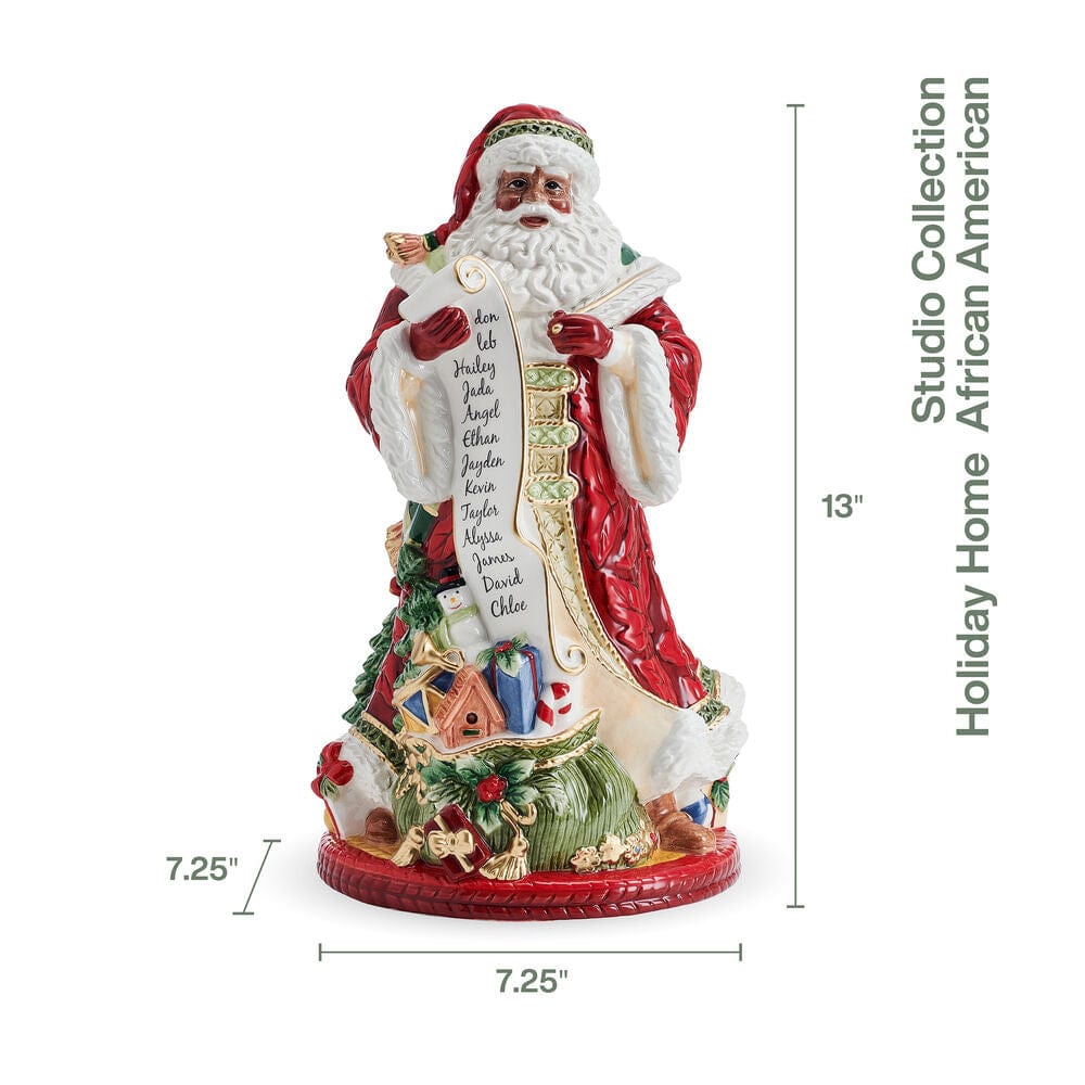 Holiday Home African American Studio Santa Figurine, 13 IN