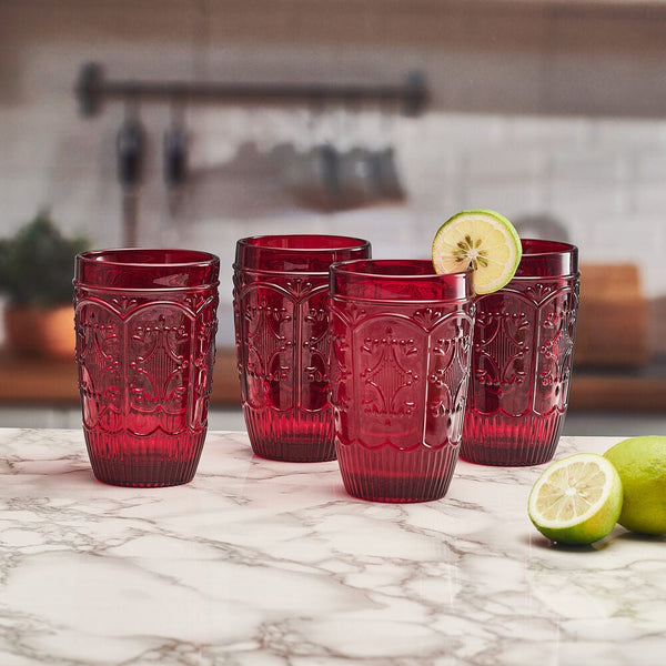 Fitz and Floyd Beaded Highball Glasses - Set of 4