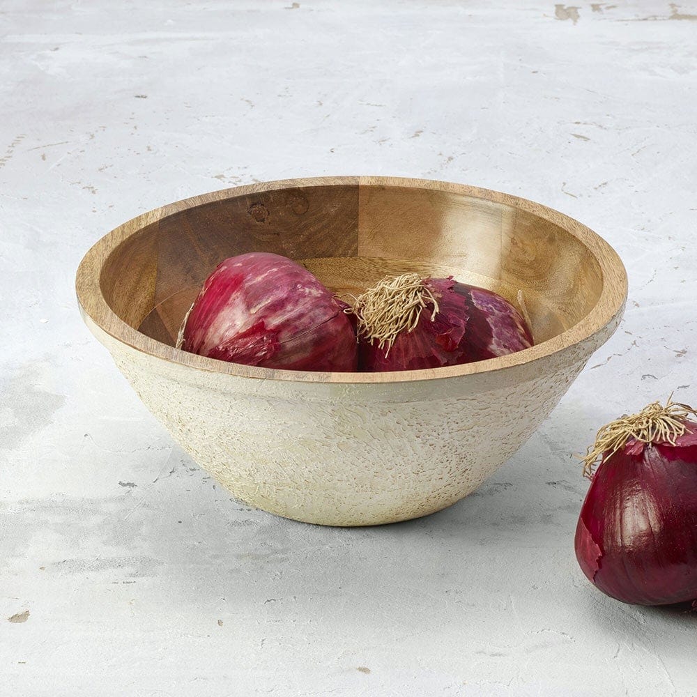 Austin Craft Mango Wood Deep Serve Bowl, White