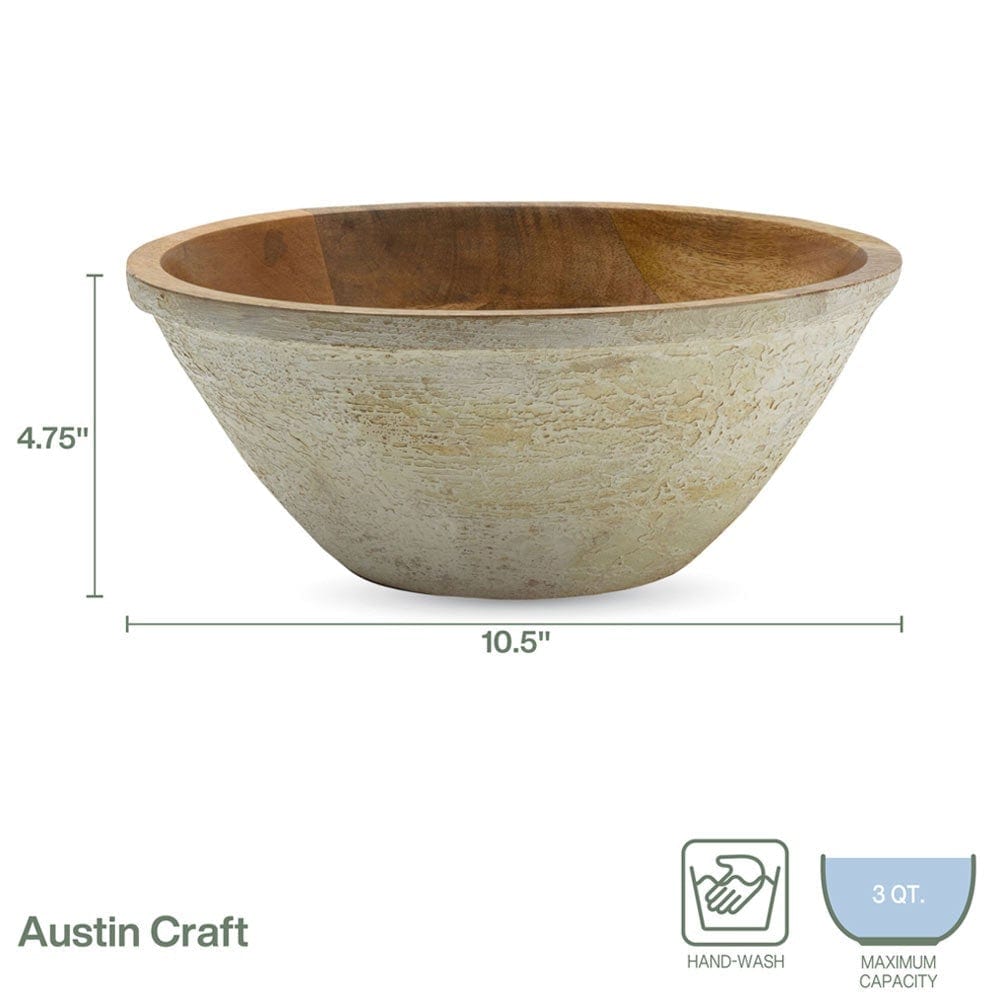 Austin Craft Mango Wood Deep Serve Bowl, White