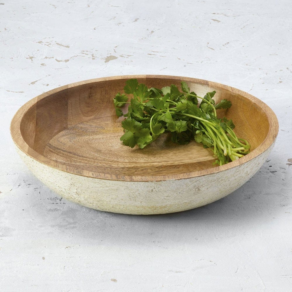 Austin Craft Mango Wood Serve Bowl, White