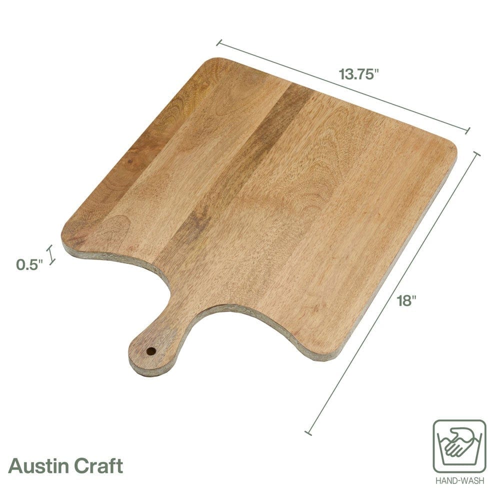 Austin Craft Maryn Mango Wood Paddle Cheese Charcuterie Serving Board, White