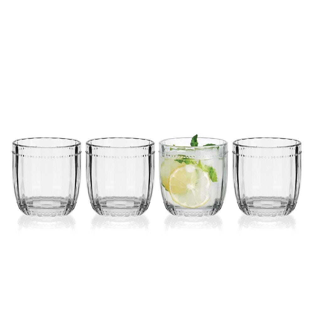 Beaded Double Old Fashioned Glasses Set of 4