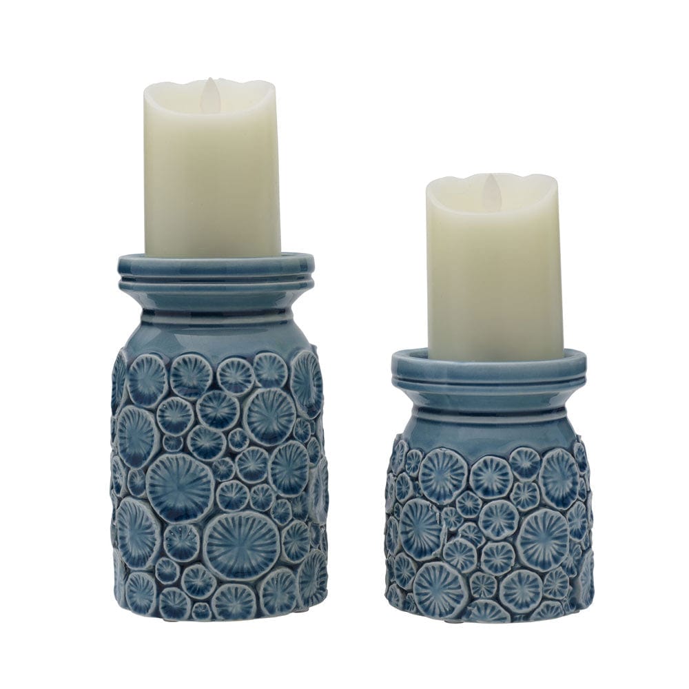 Coastal Home Pillar Candleholders, Set of 2