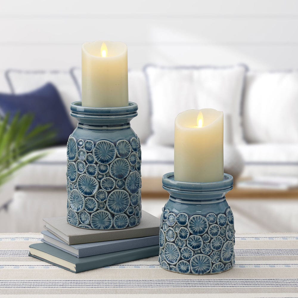 Coastal Home Pillar Candleholders, Set of 2