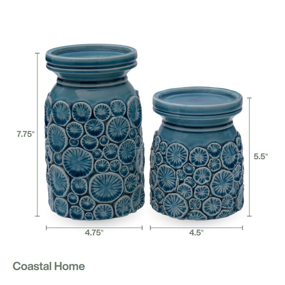 Coastal Home Pillar Candleholders, Set of 2