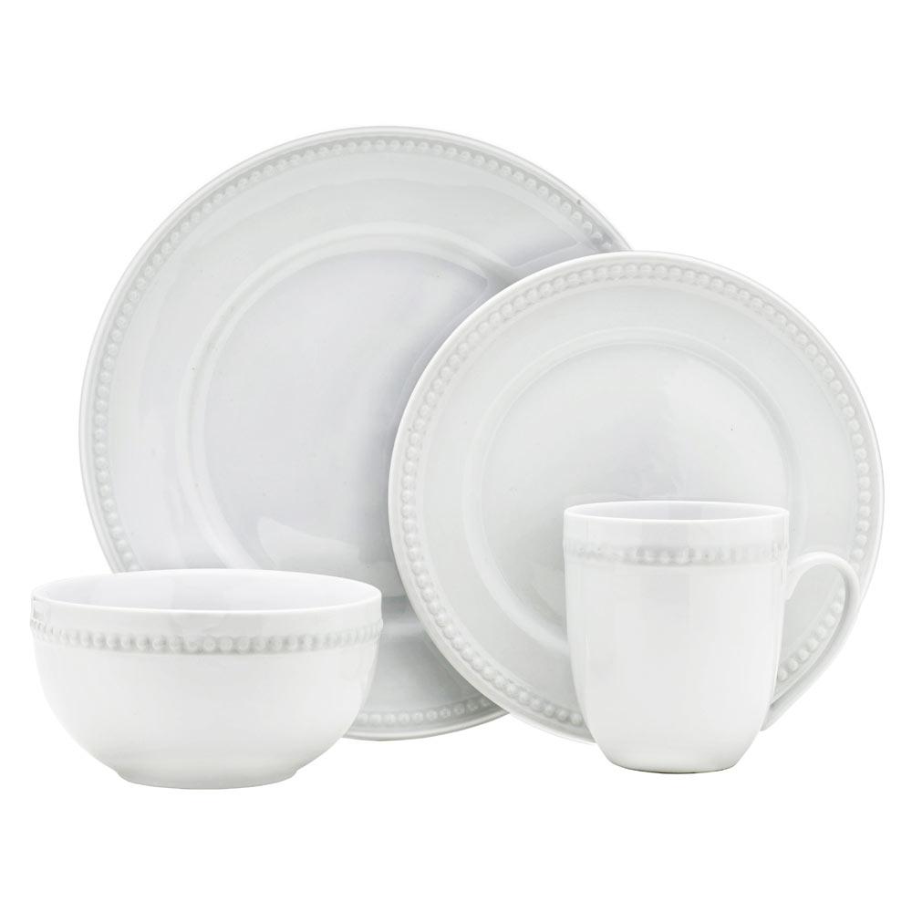 Everyday White® Beaded 16 Piece Dinnerware Set, Service for 4 – Fitz ...