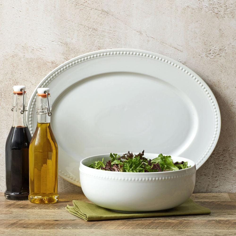 Everyday White® Beaded Serving Bowl and Platter Set