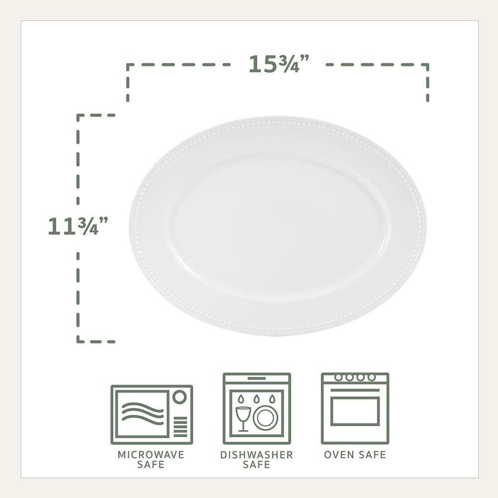 Everyday White® Beaded Serving Bowl and Platter Set