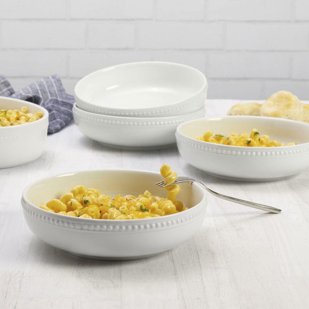 Everyday White® Beaded Set of 4 Dinner Bowls