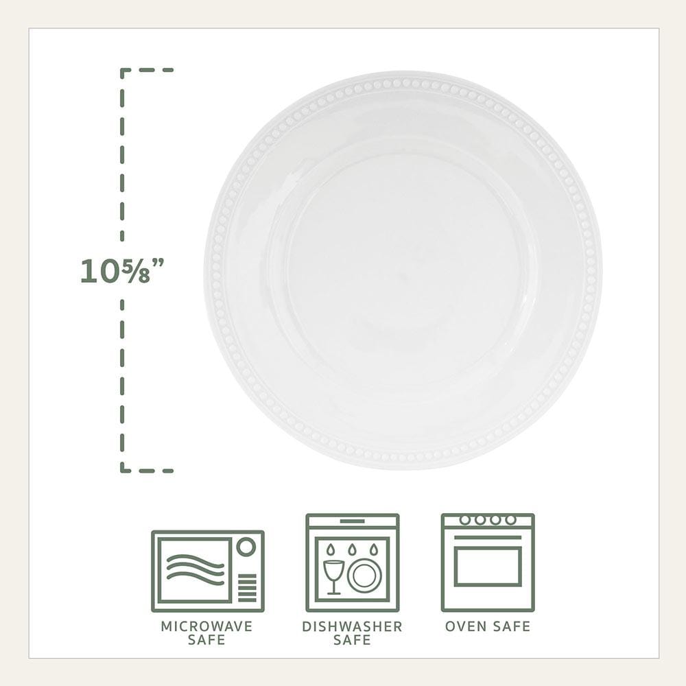 Everyday White® Beaded Set of 4 Dinner Plates