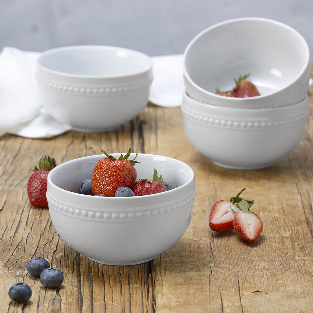 Everyday White® Beaded Set of 4 Fruit Bowls