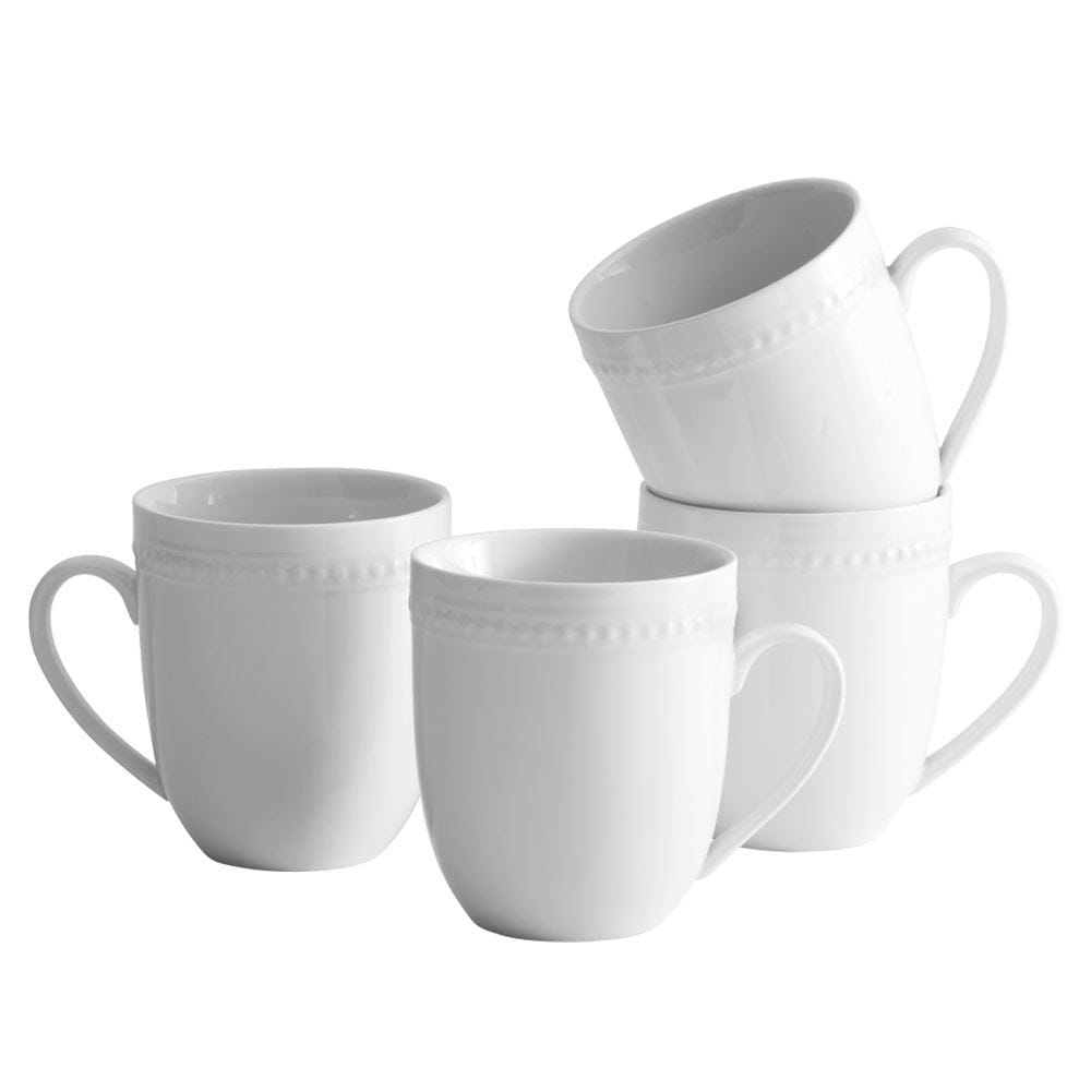 Everyday White® Beaded Set of 4 Mugs