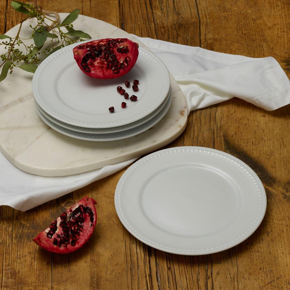 Everyday White® Beaded Set of 4 Salad Plates