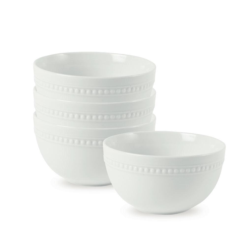 Everyday White® Beaded Set of 4 Soup Cereal Bowls