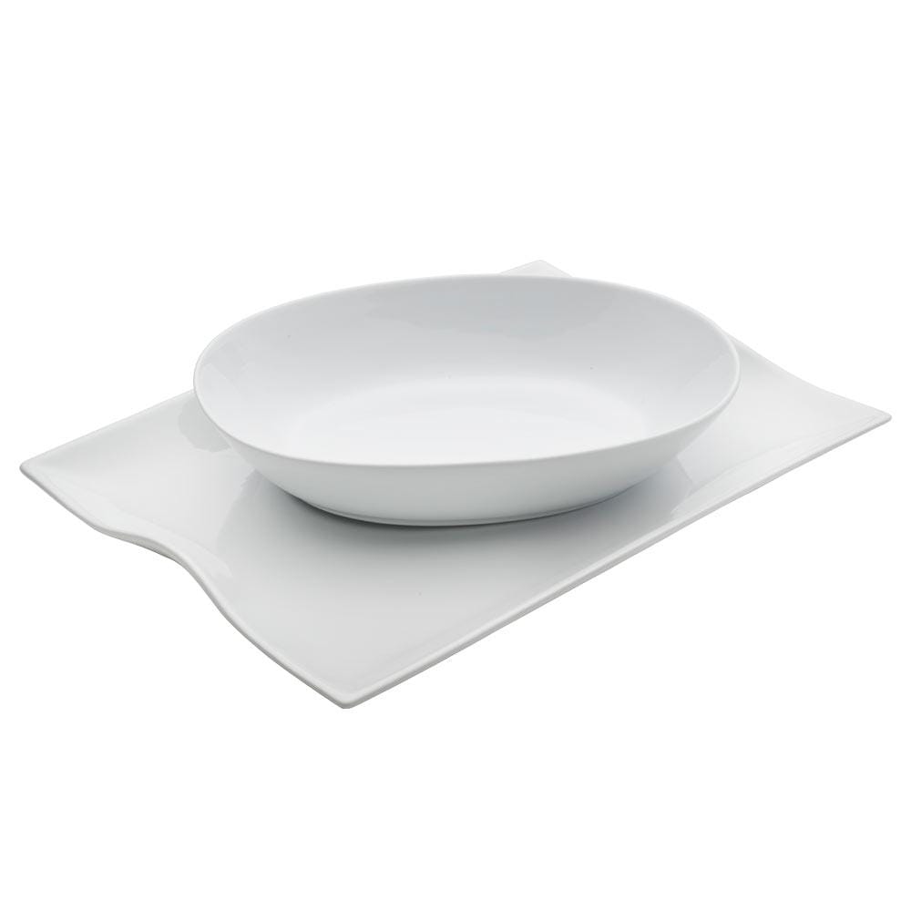 Everyday White® Oval Serve Bowl and Rectangular Handled Platter Set