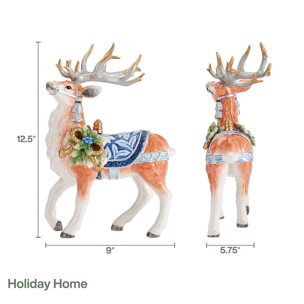 Holiday Home Blue Deer Figurine, 12.5 IN