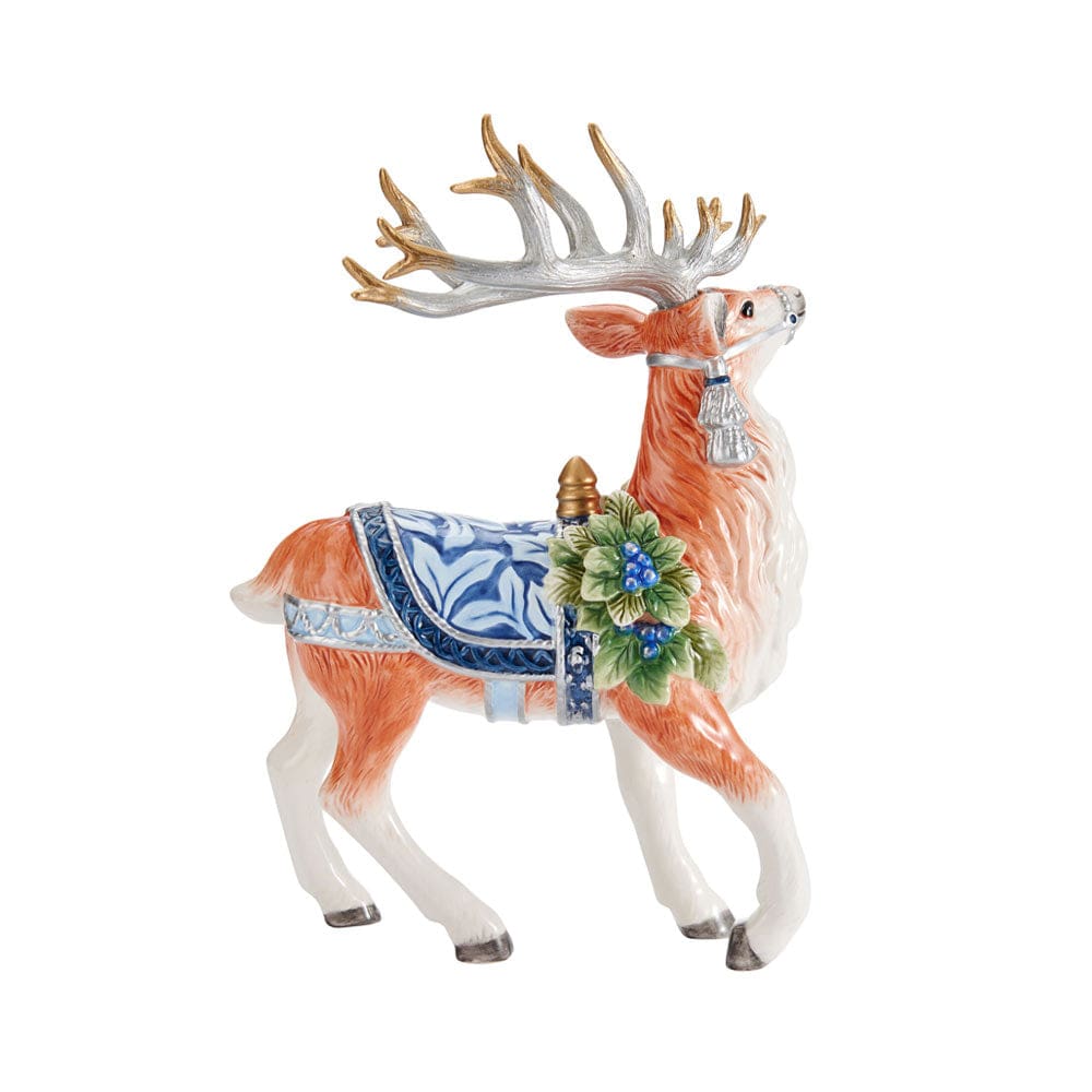 Holiday Home Blue Deer Figurine, 12.5 IN