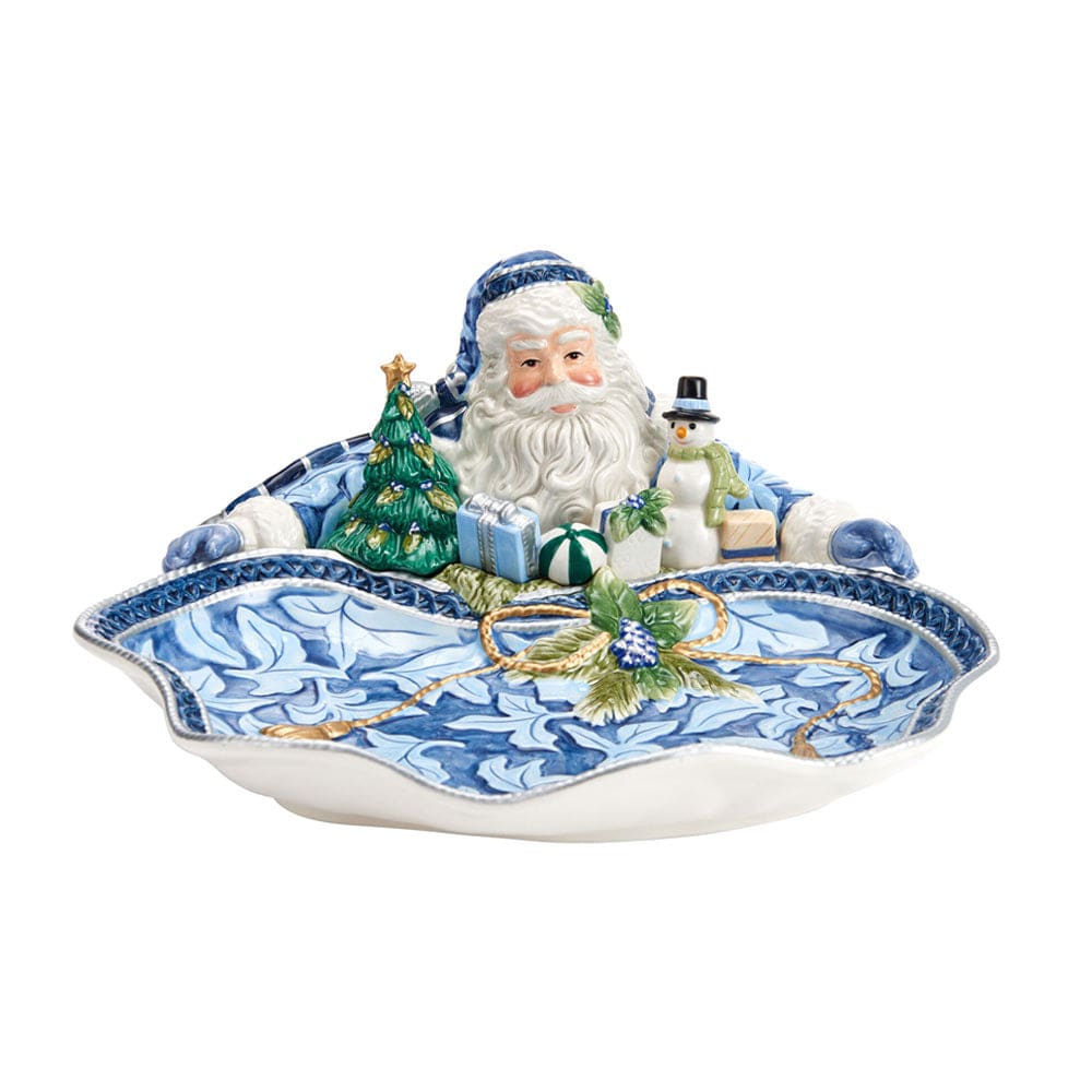 Holiday Home Blue Santa Serving Bowl