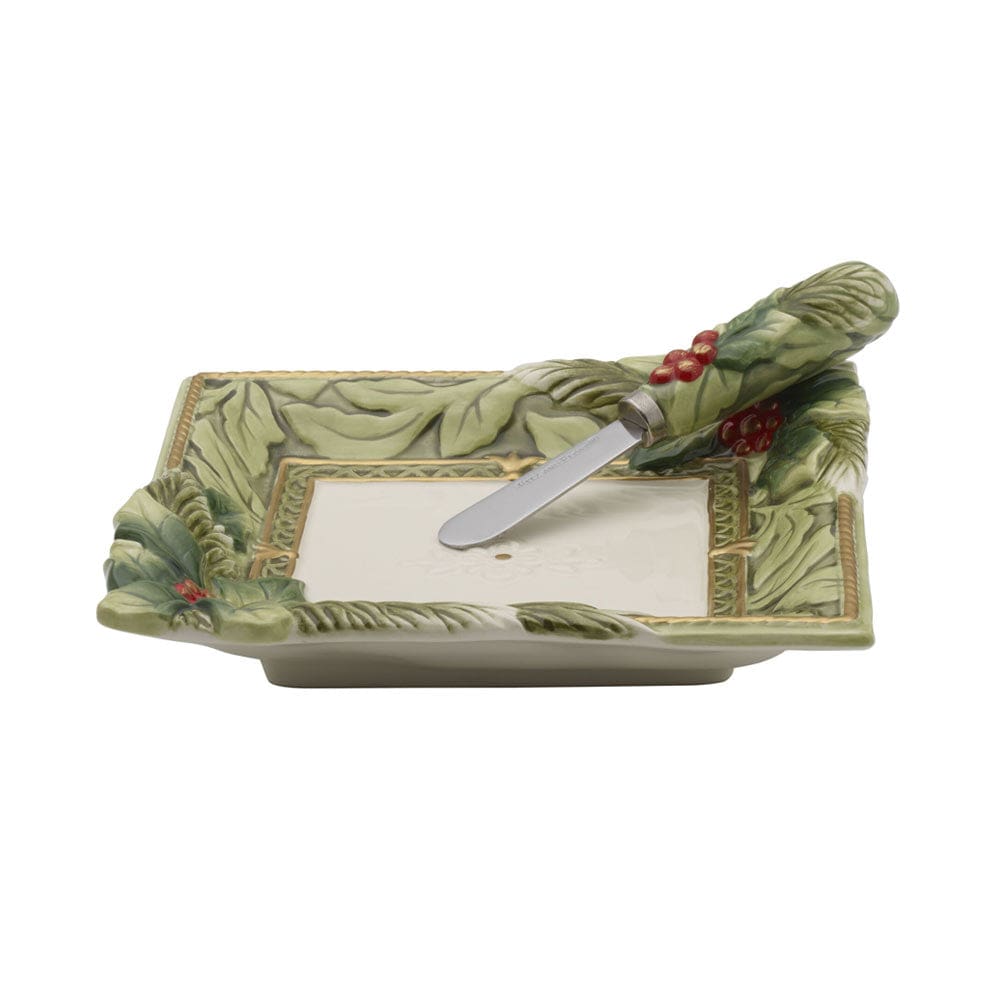 Holiday Home Green Appetizer Plate and Spreader Set