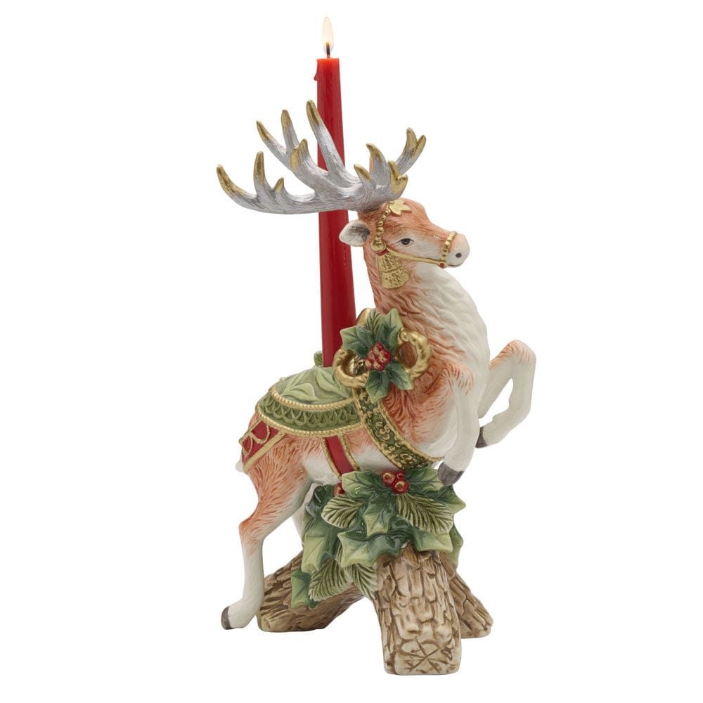 Holiday Home Green Leaping Deer Candleholder