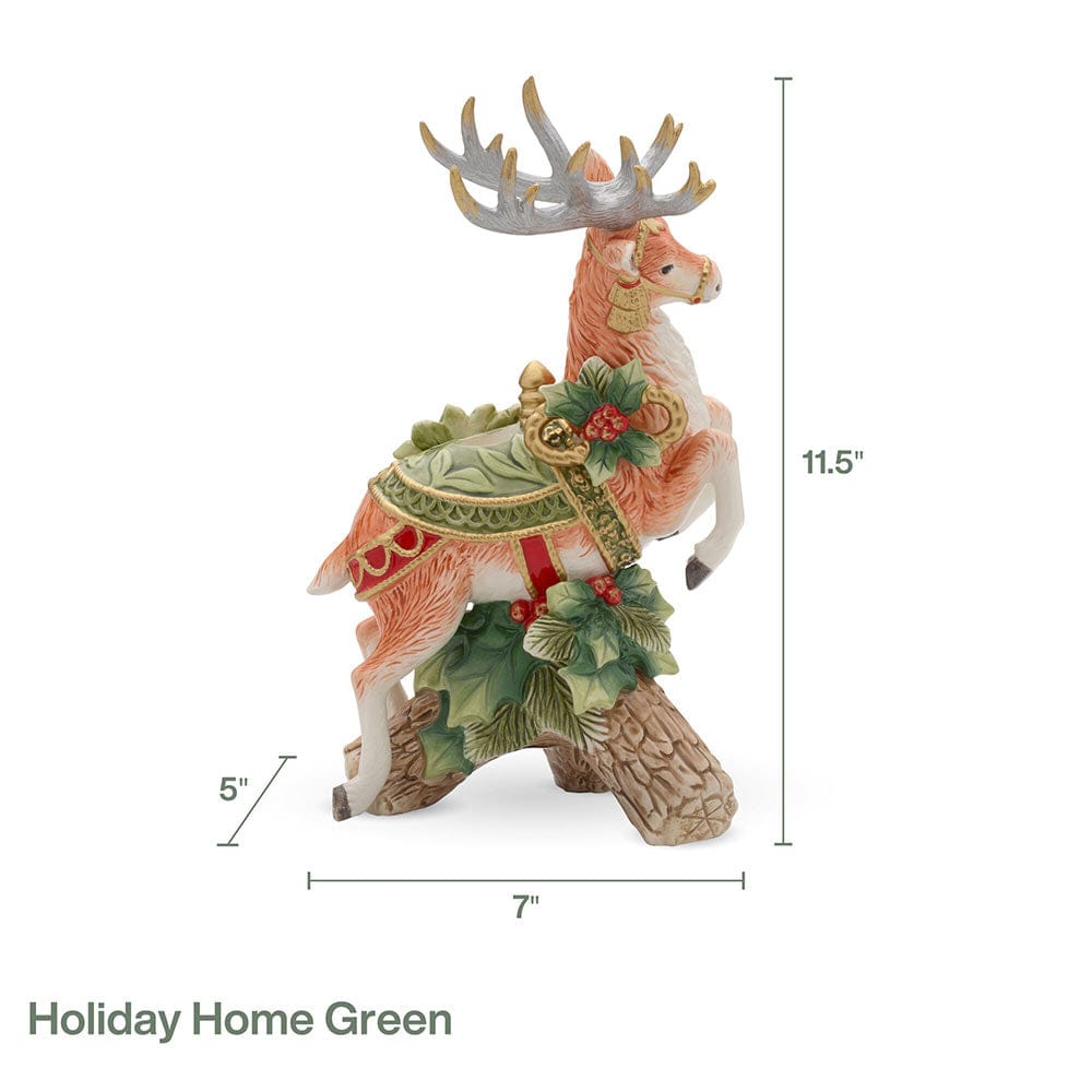 Holiday Home Green Leaping Deer Candleholder