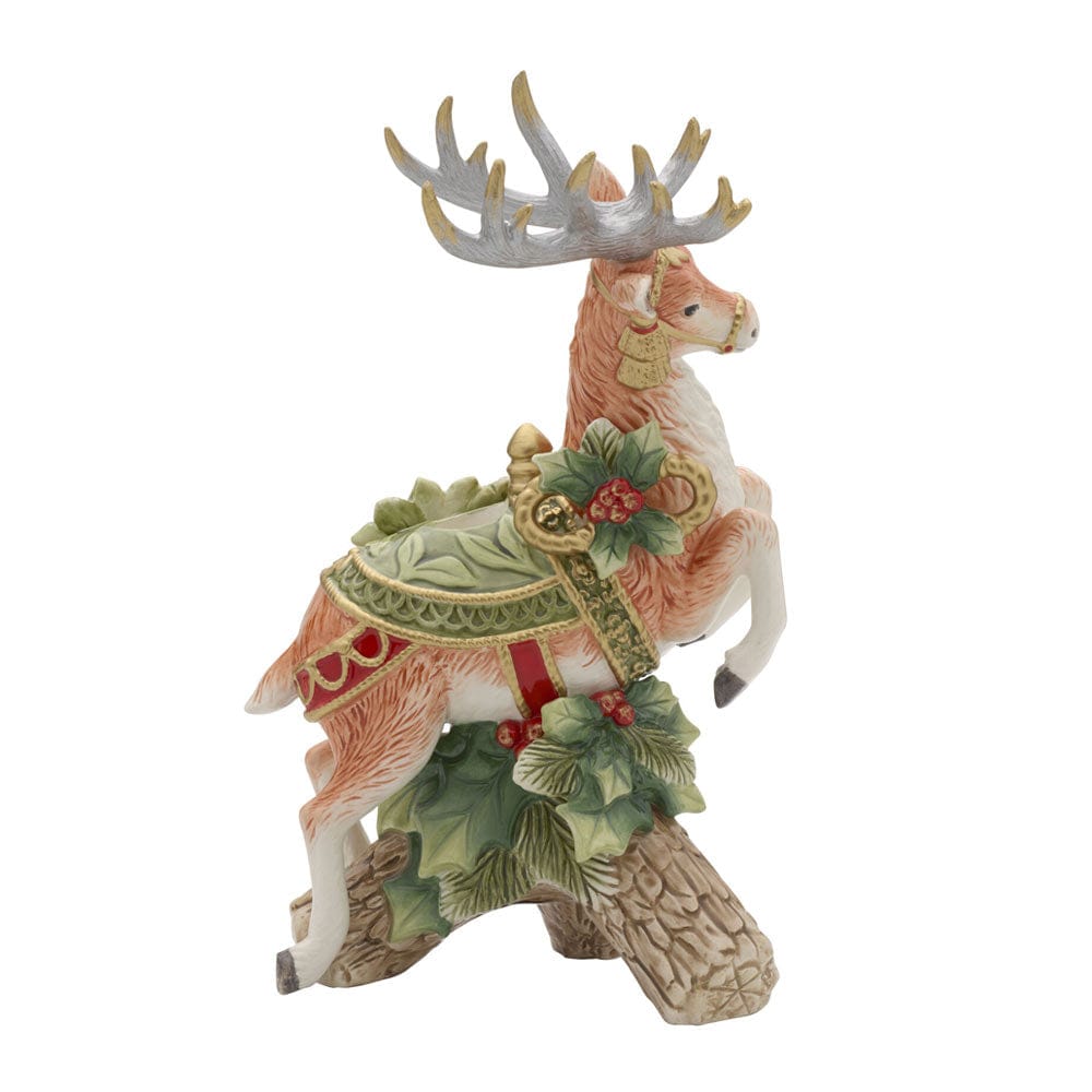 Holiday Home Green Leaping Deer Candleholder – Fitz and Floyd