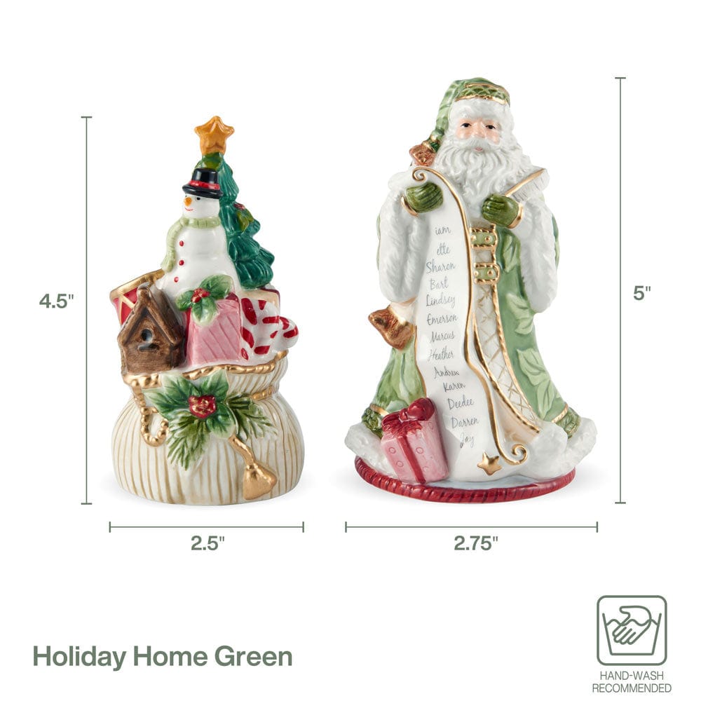 Holiday Home Green Santa Salt and Pepper Set