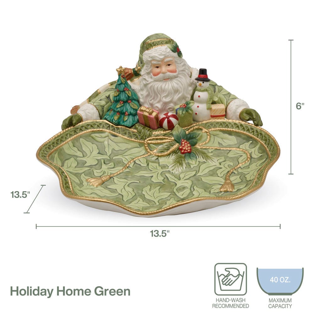 Holiday Home Green Santa Serving Bowl