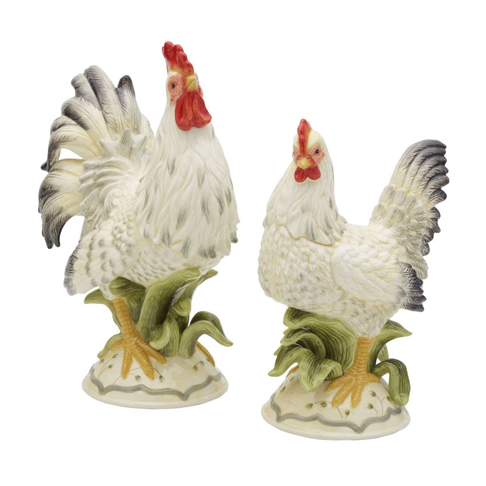 Lantana Rooster and Hen Figurines, Set of 2