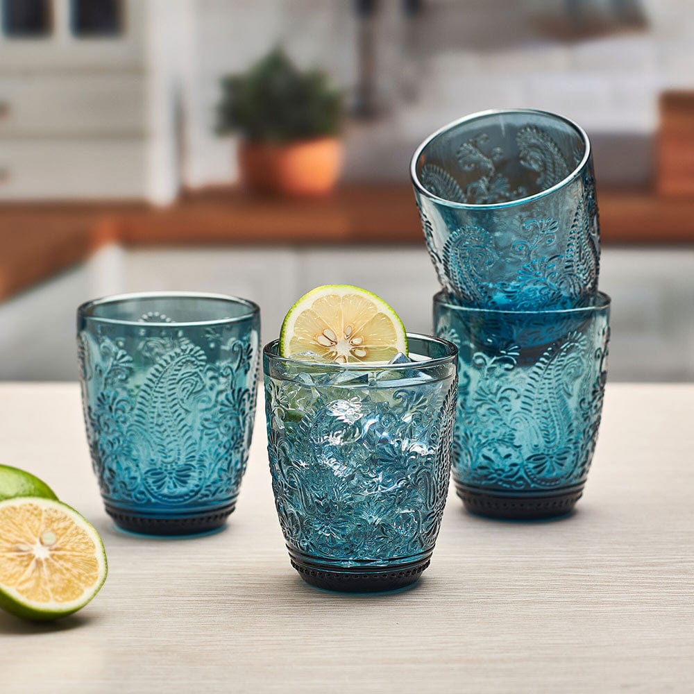 Maddi Double Old Fashioned Glasses Set of 4, Indigo