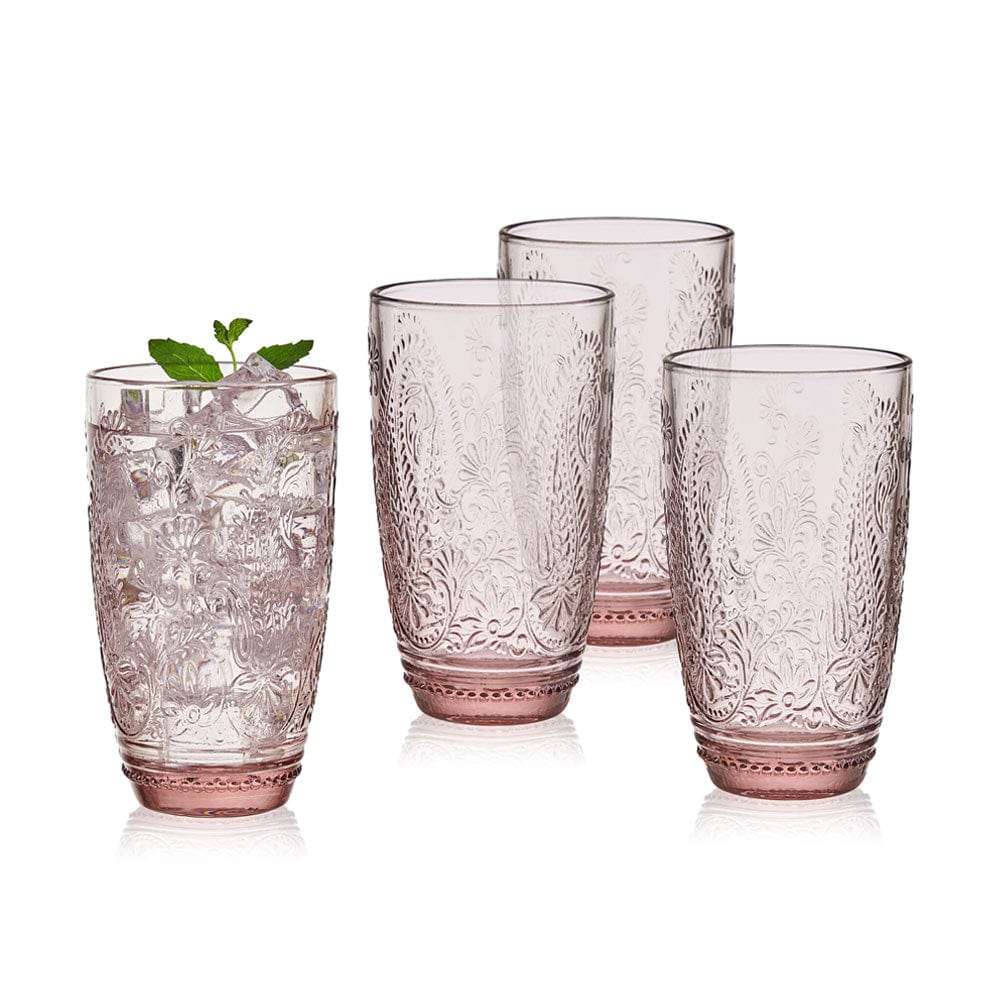 Maddi Highball Glasses Set of 4, Blush