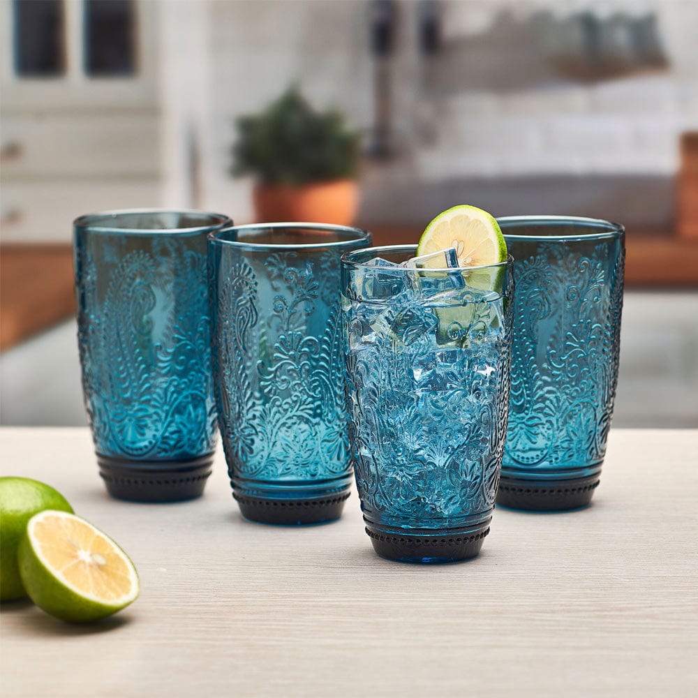 Maddi Highball Glasses Set of 4, Indigo