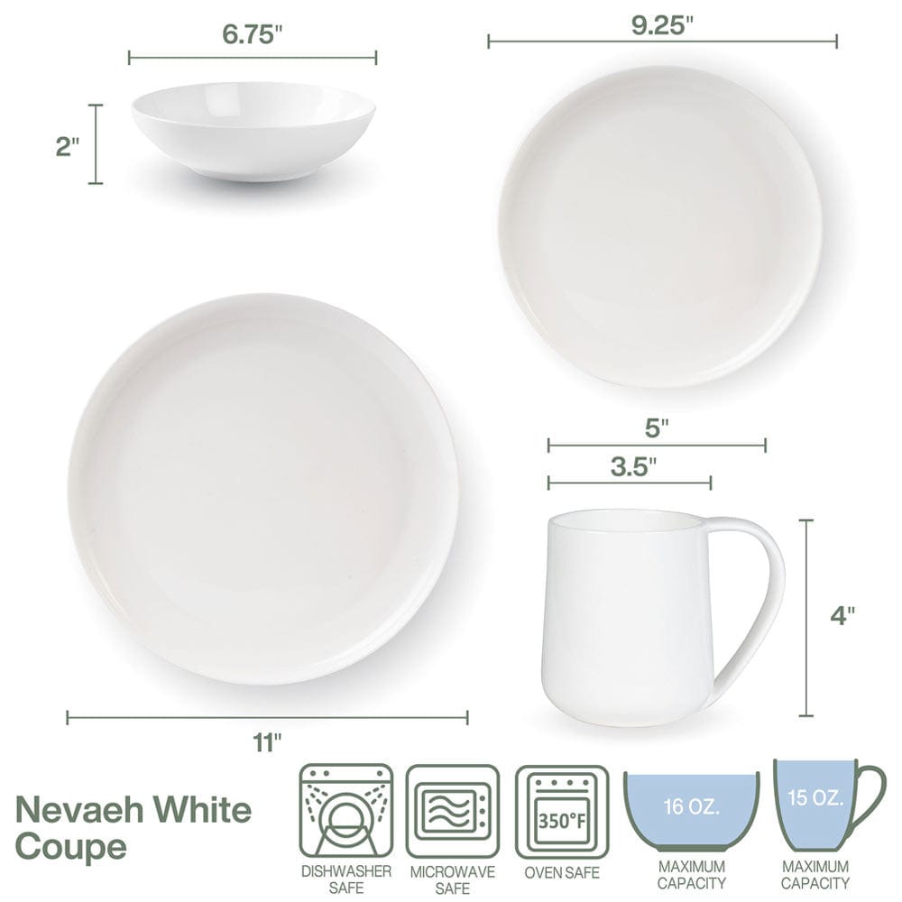 Nevaeh White Coupe 16 Piece Dinnerware Set, Service for 4 – Fitz and Floyd