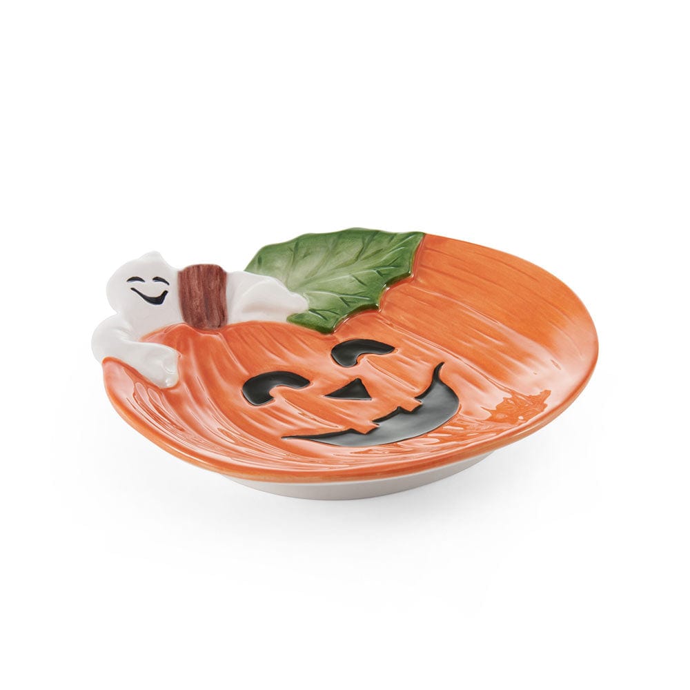 Halloween Pumpkin and Ghost Figural Snack Plate