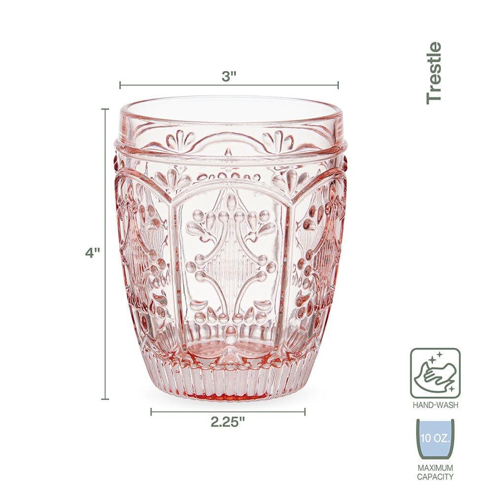 Trestle Double Old Fashioned Glasses Set of 4, Blush