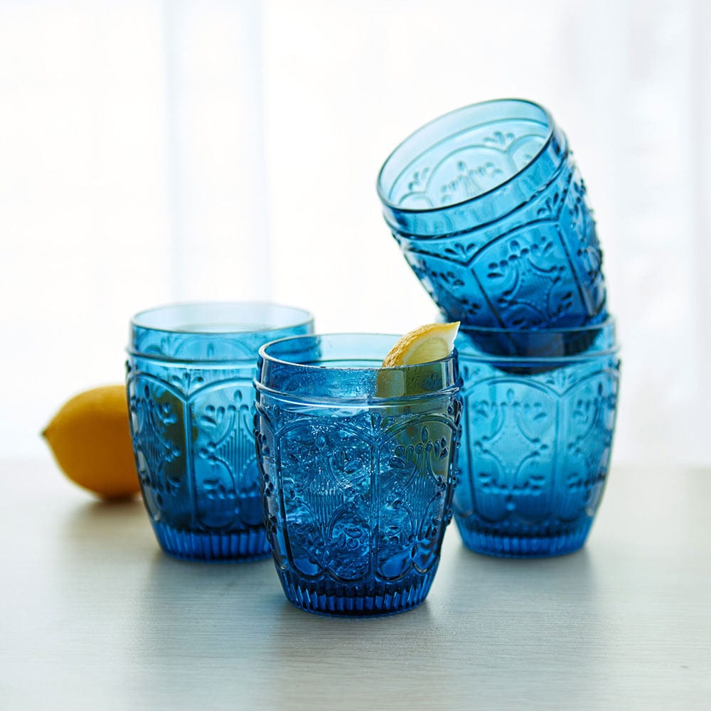 Trestle Double Old Fashioned Glasses Set of 4, Indigo