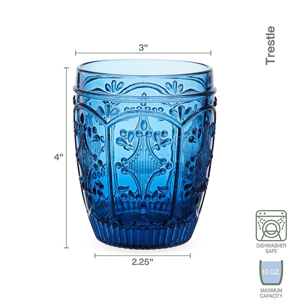 Trestle Double Old Fashioned Glasses Set of 4, Indigo