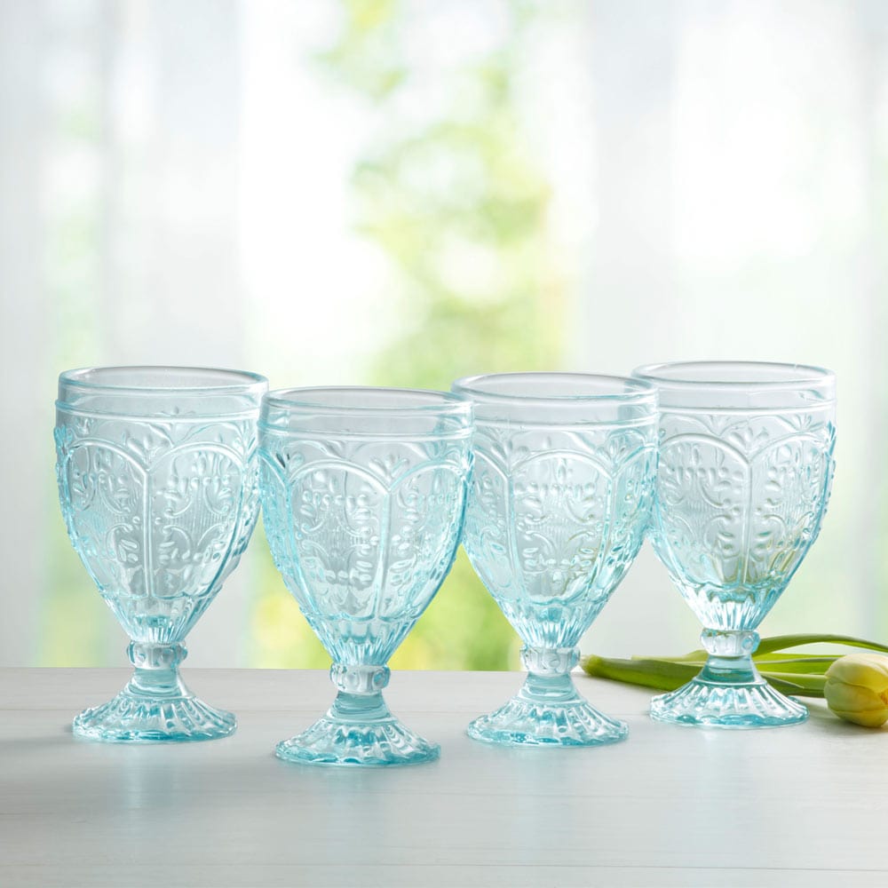 Trestle Goblets Set of 4, Aqua