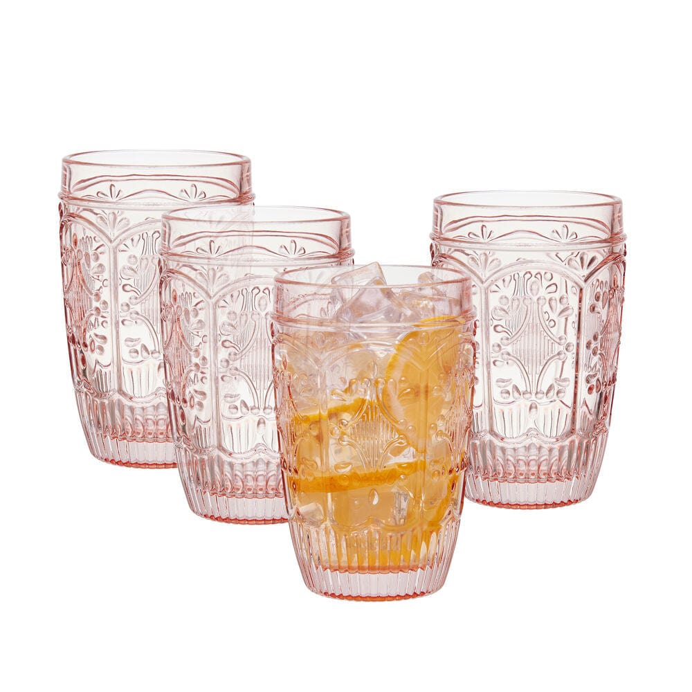 Trestle Highball Glasses Set of 4, Blush